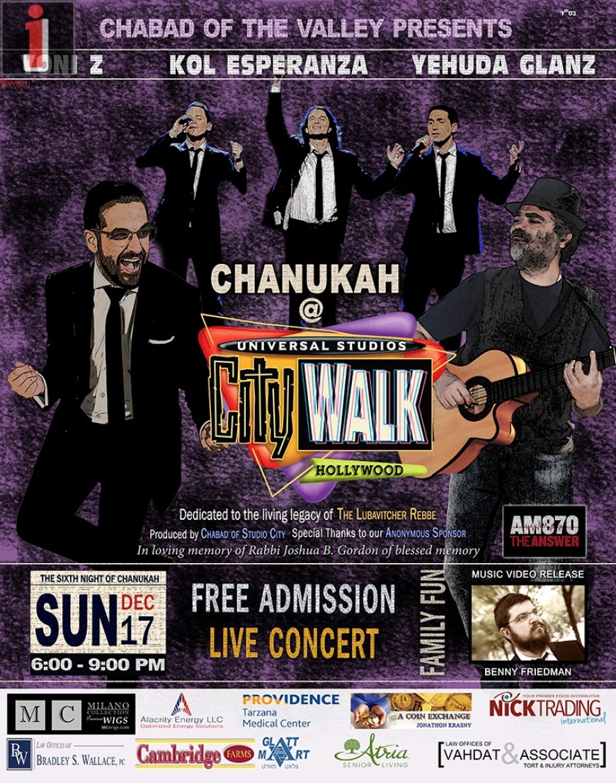 Universal CityWALK Chanukah Concert with YONI Z, Kol Esperanza & Yehuda Glantz